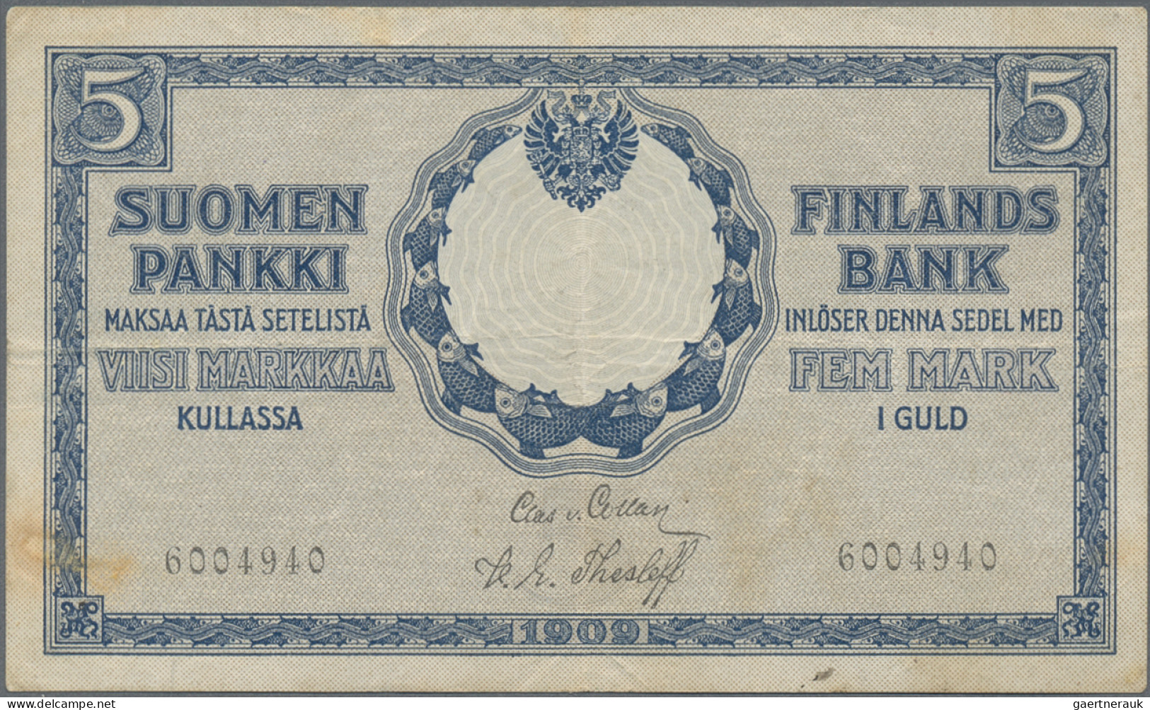 Finland: Finlands Bank, Very Nice Lot With 6 Banknotes, Series 1909-1935, Compri - Finlandia
