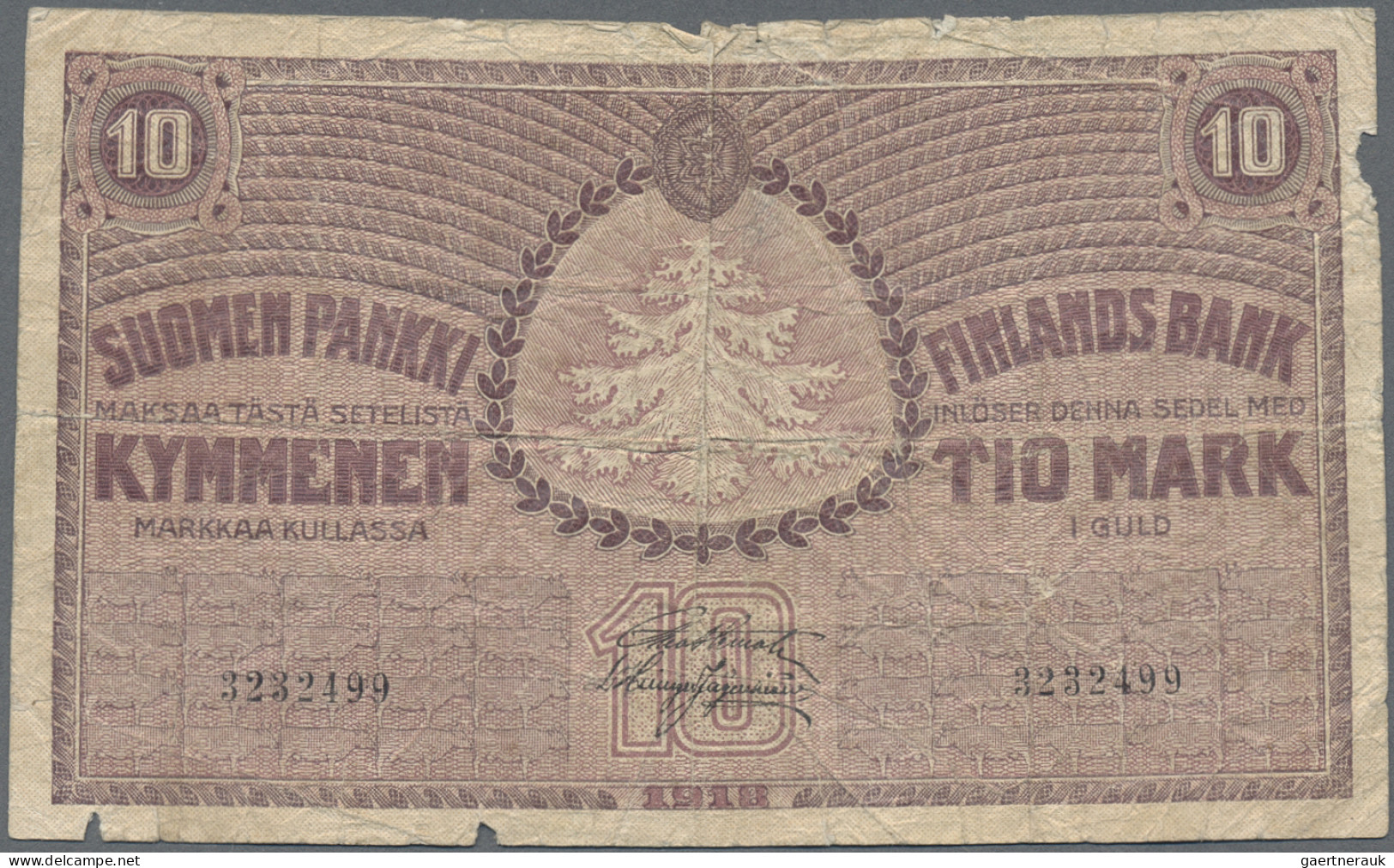 Finland: Finlands Bank, very nice lot with 6 banknotes, series 1909-1935, compri