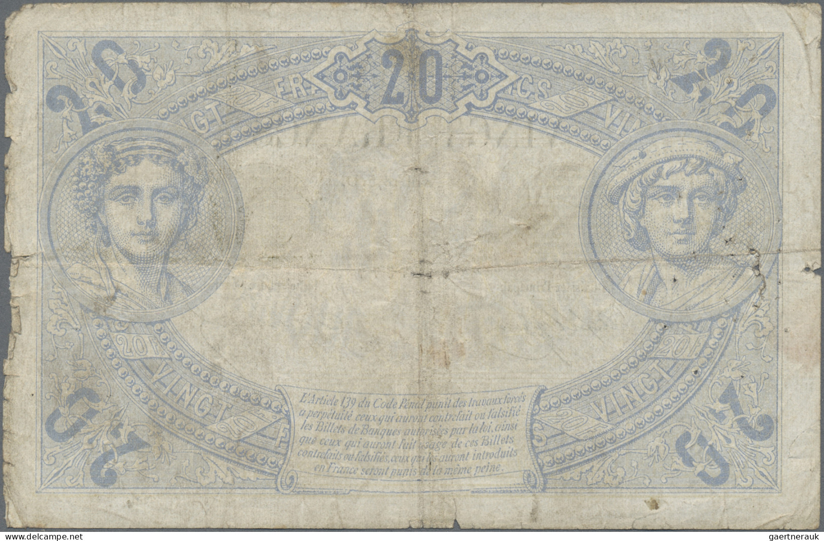 France: Banque De France, 20 Francs 1875, Signatures Mignot & Marsaud, P.61a, Ra - Other & Unclassified
