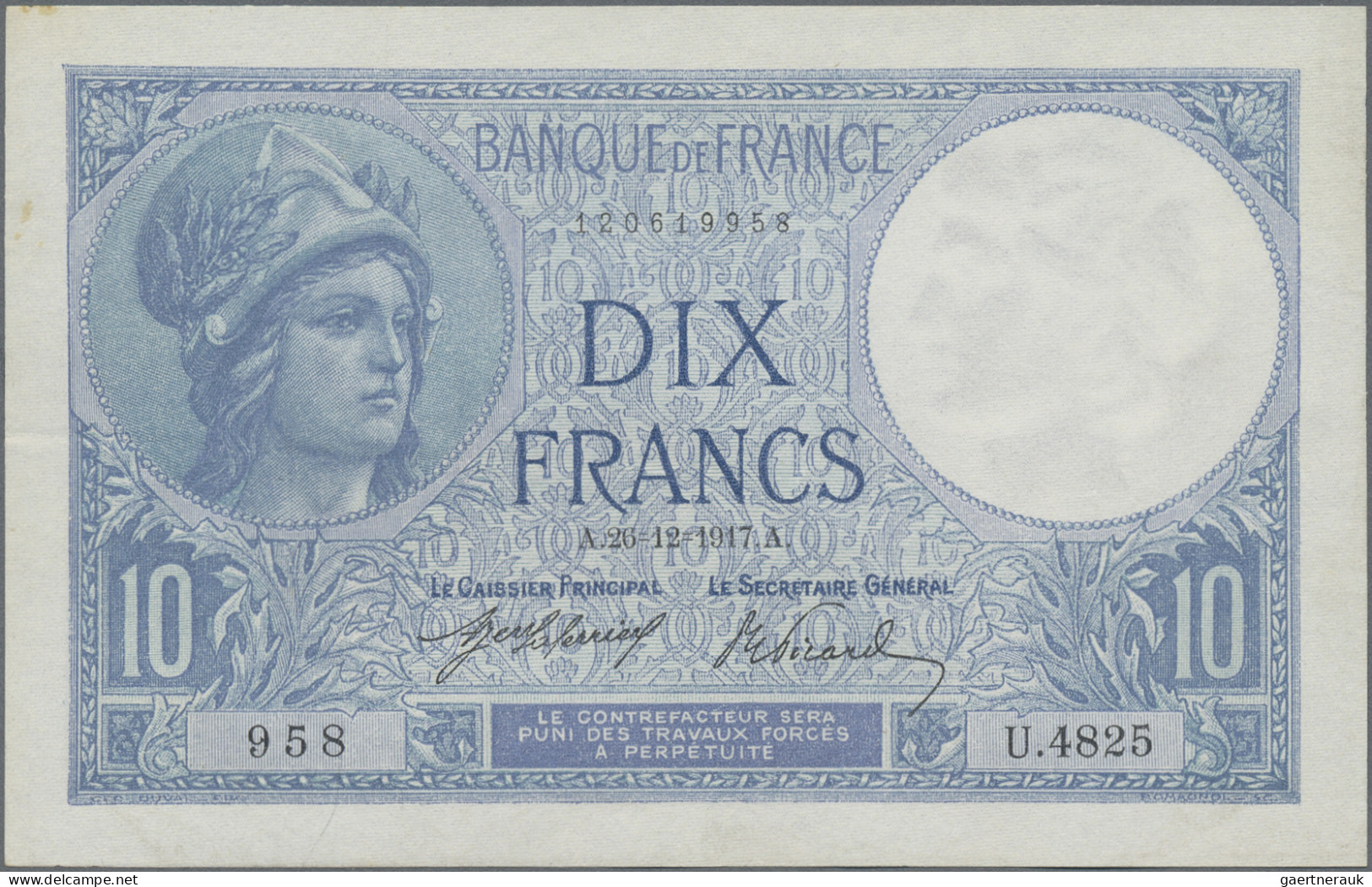 France: Banque De France, Set With 6 Banknotes, Series 1917-1933, With 3x 5 Fran - 1955-1959 Overprinted With ''Nouveaux Francs''