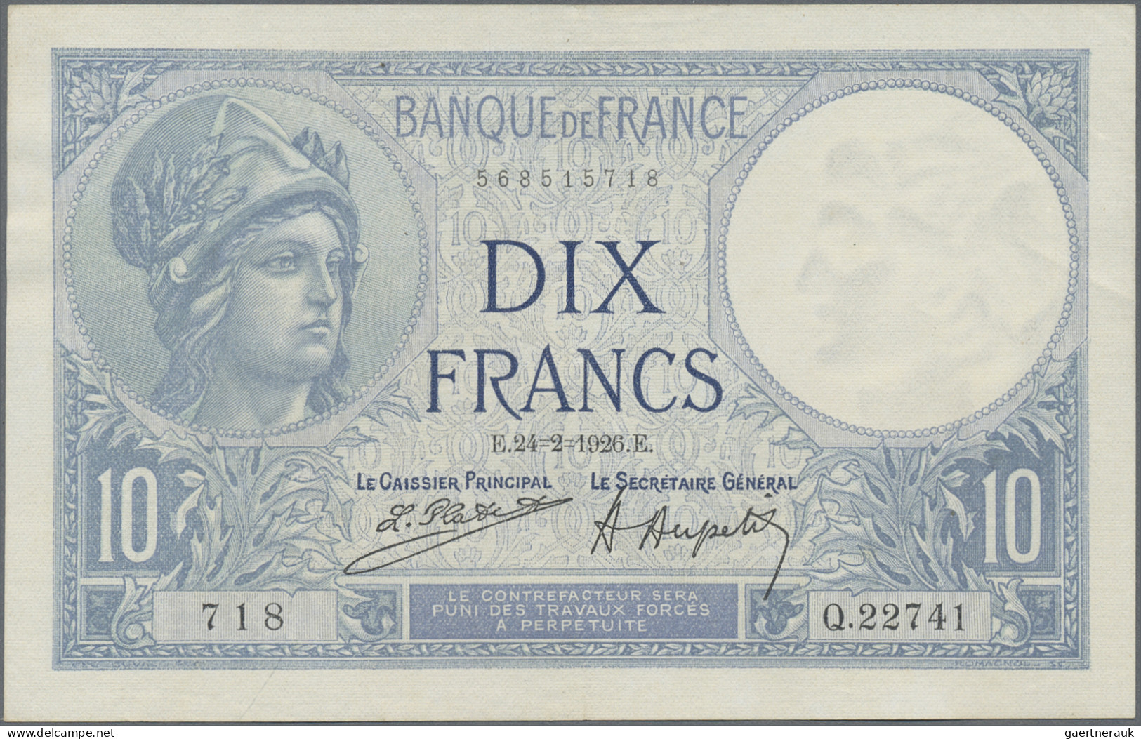 France: Banque De France, Set With 6 Banknotes, Series 1917-1933, With 3x 5 Fran - 1955-1959 Overprinted With ''Nouveaux Francs''