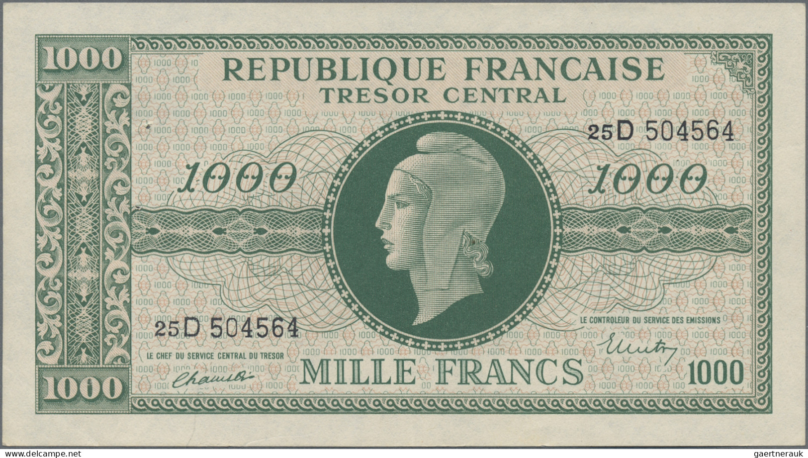 France: Trésor Central, Series ND(1944), Pair With 500 Francs (P.106, XF/XF+, Pi - 1955-1959 Sovraccarichi In Nuovi Franchi