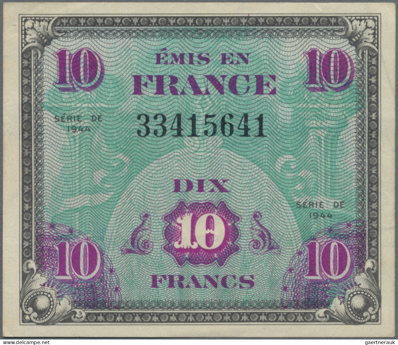 France: Allied Military Currency, Series 1944, Lot With 7 Banknotes, With 2, 5, - 1955-1959 Aufdrucke Neue Francs