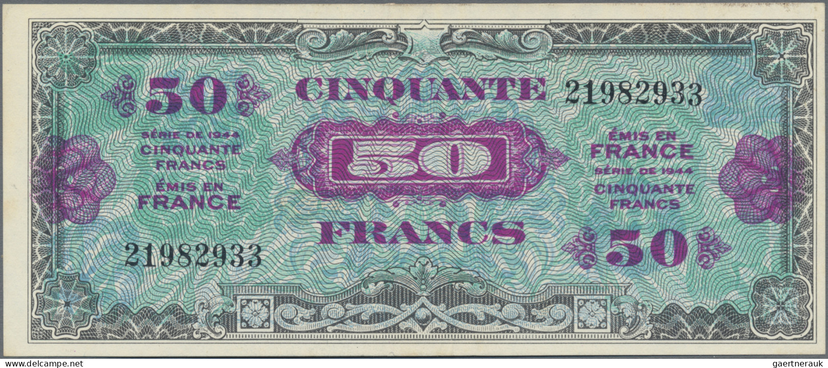 France: Allied Military Currency, series 1944, lot with 7 banknotes, with 2, 5,