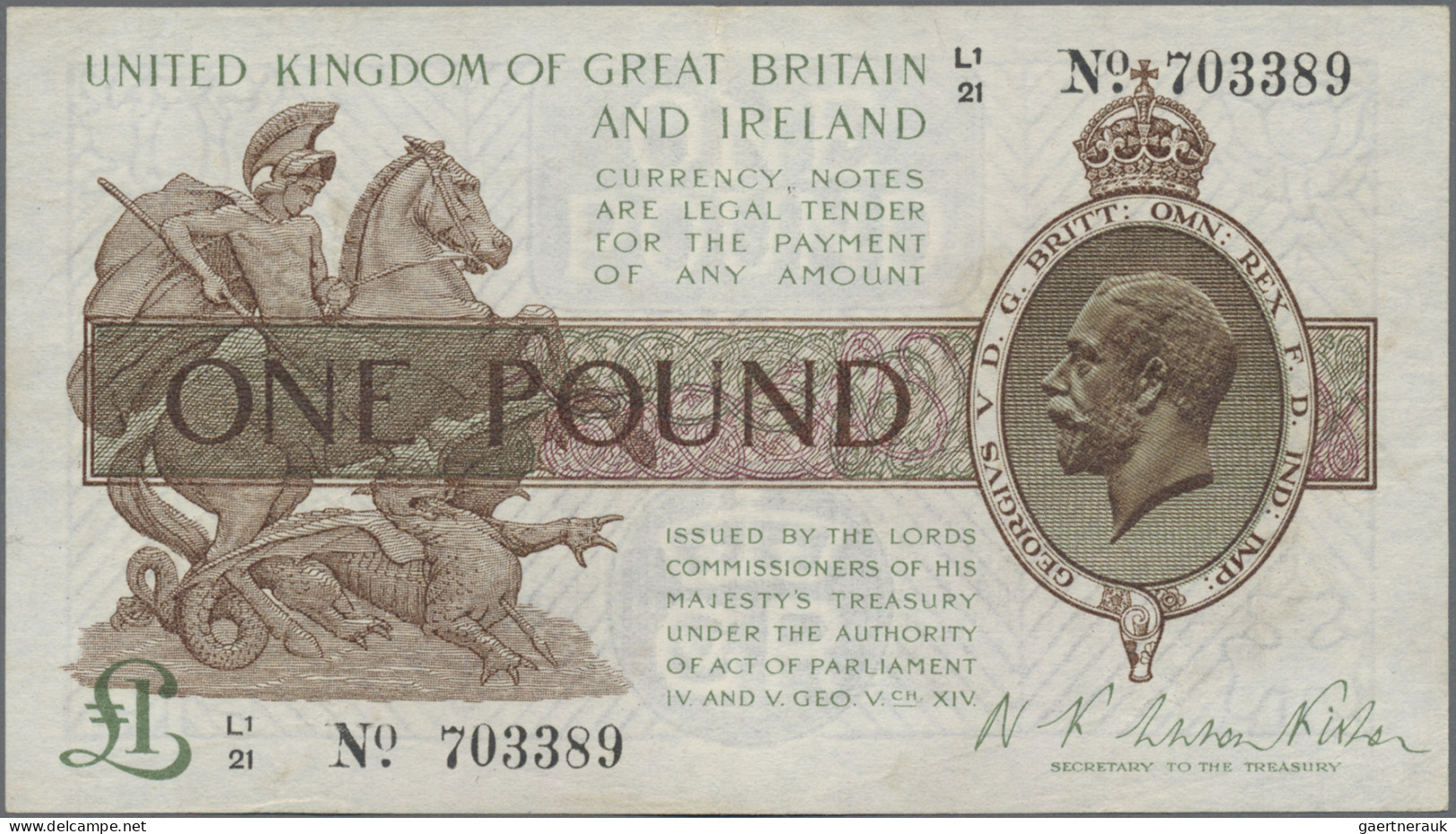 Great Britain: United Kingdom Of Great Britain And Ireland, 1 Pound ND(1922-23) - Sonstige & Ohne Zuordnung