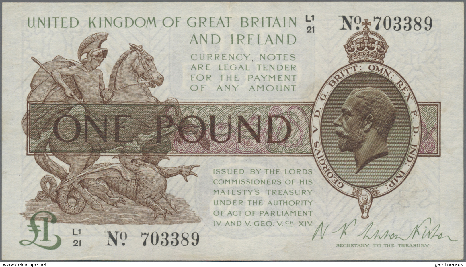 Great Britain: United Kingdom Of Great Britain And Ireland, 1 Pound ND(1922-23) - Other & Unclassified