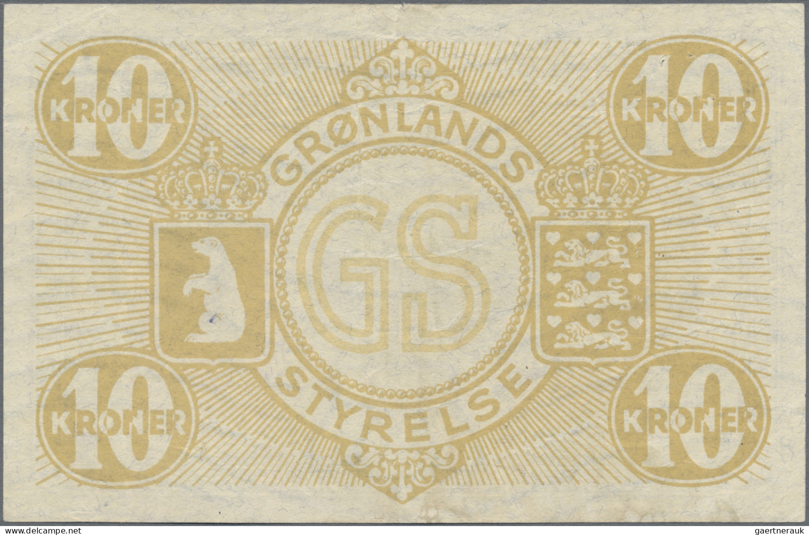 Greenland: Government Of Greenland, 10 Kroner ND(1945), Signatures Eske Brun & O - Greenland