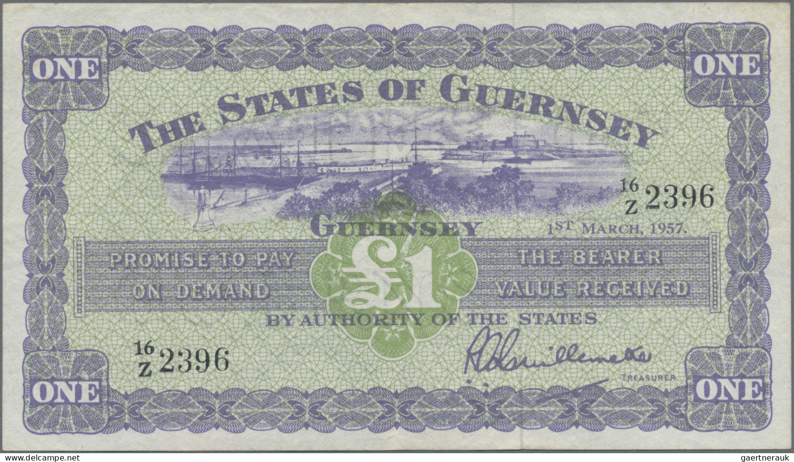 Guernsey: The States Of Guernsey, Pair With 10 Shillings 1966 (P.42c, F) And 1 P - Other & Unclassified