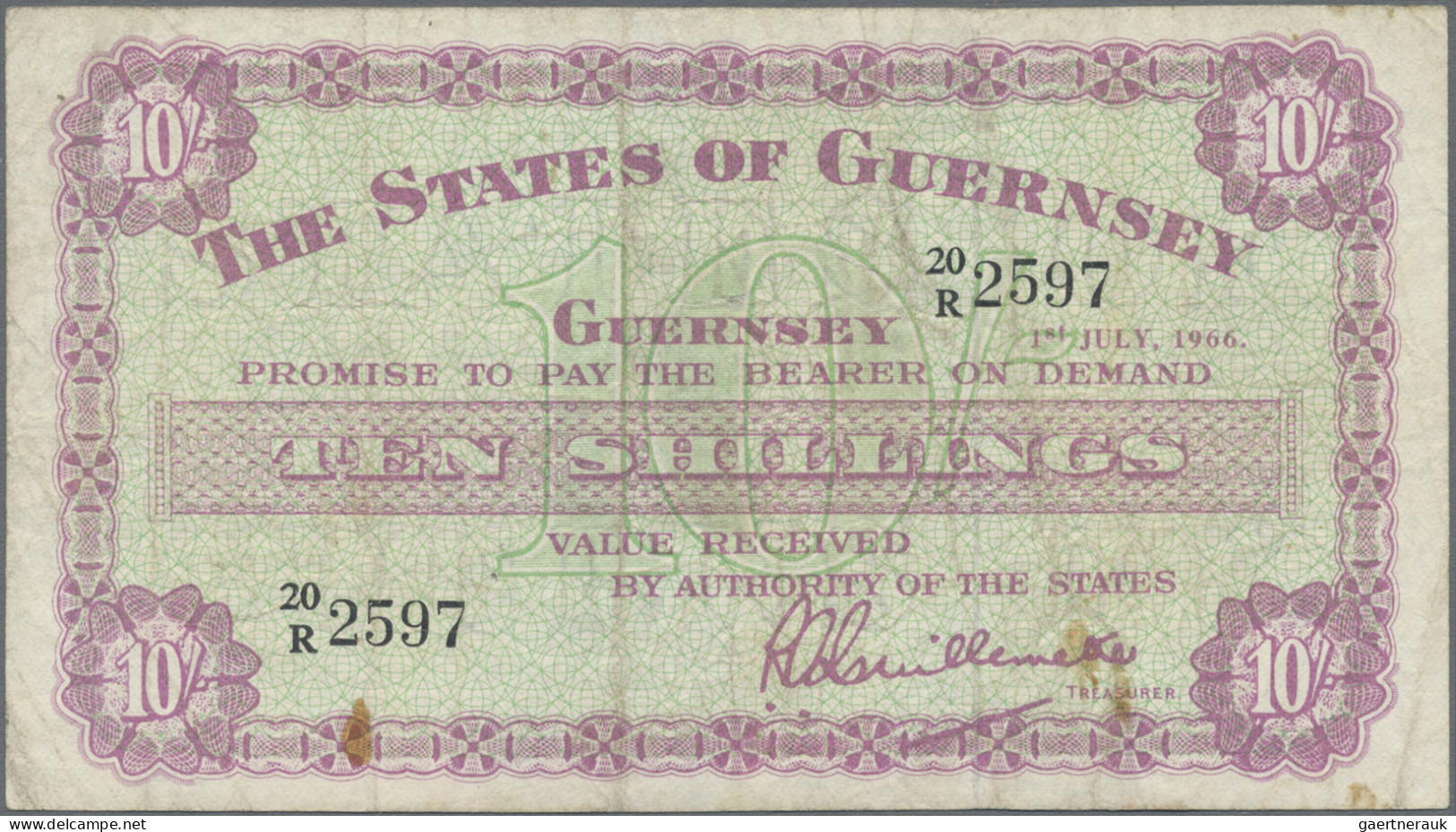 Guernsey: The States Of Guernsey, Pair With 10 Shillings 1966 (P.42c, F) And 1 P - Altri & Non Classificati