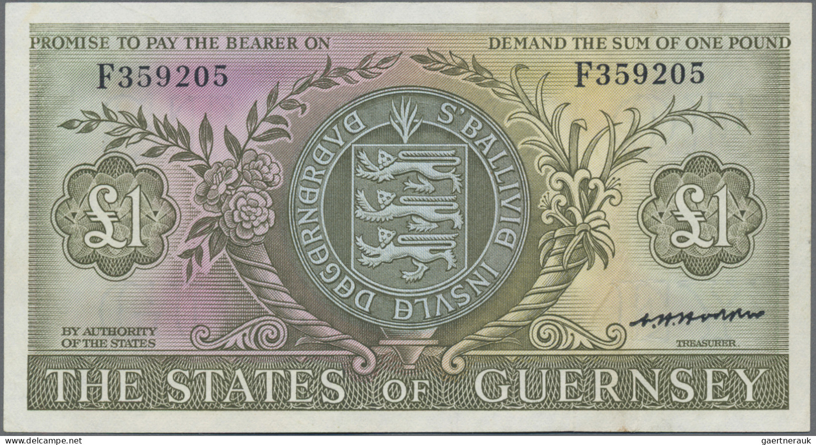 Guernsey: The States Of Guernsey, 1 Pound ND(1969-75, Signature Hodder, P.45b, S - Autres & Non Classés