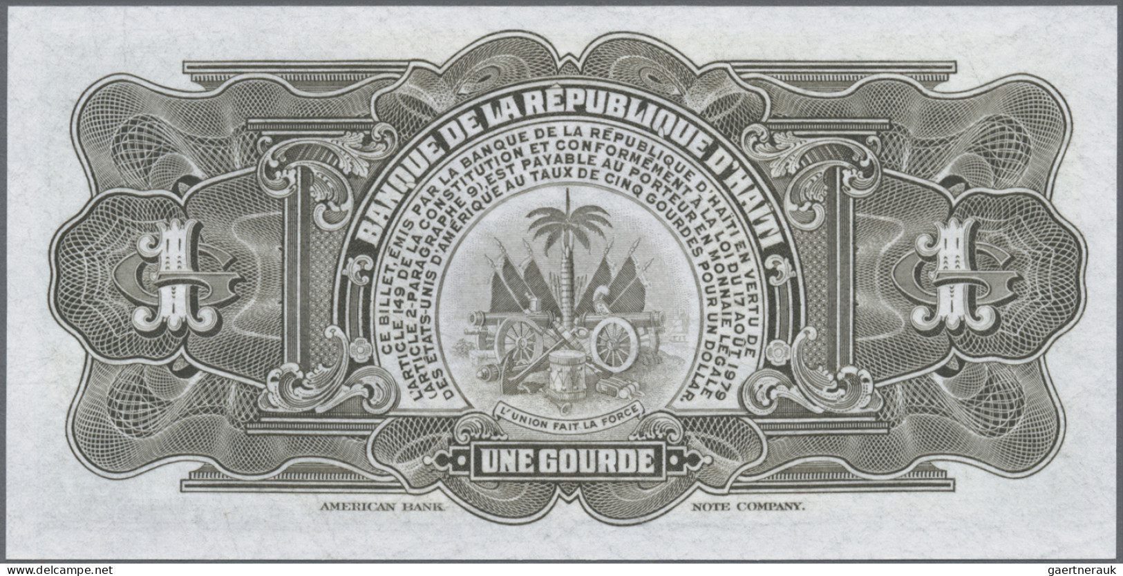 Haiti: Banque De La République D'Haïti, 1 Gourde L.17.08.1979, Printed On TYVEK, - Haïti