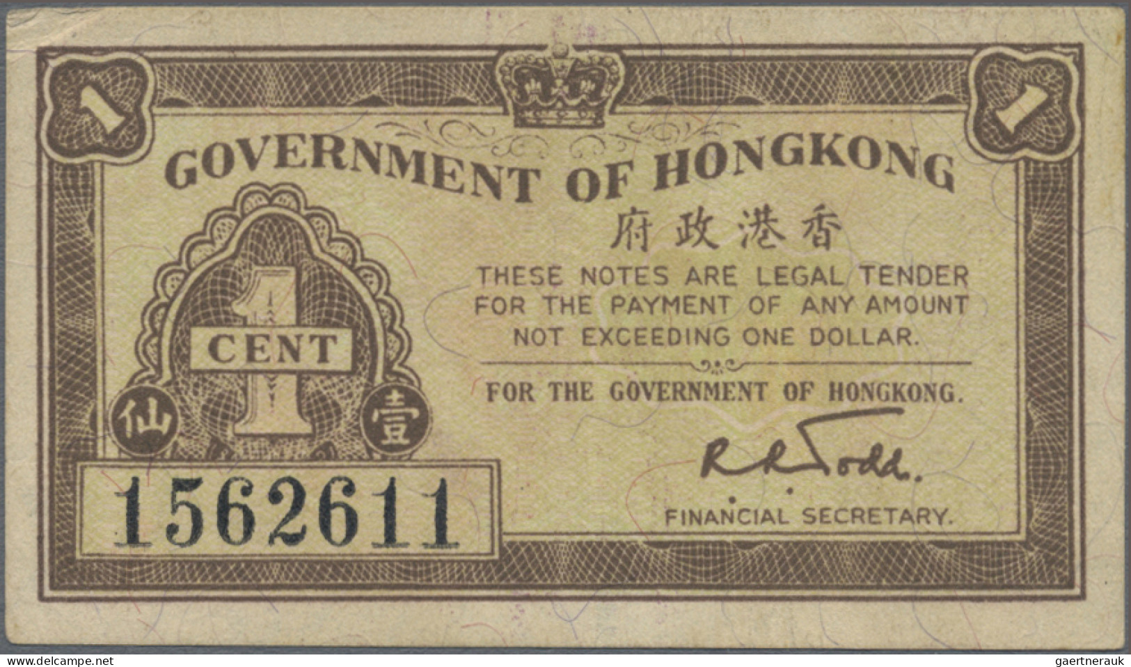Hong Kong: Government Of Hong Kong, Very Nice Group Of 9 Small Size Notes, Serie - Hong Kong