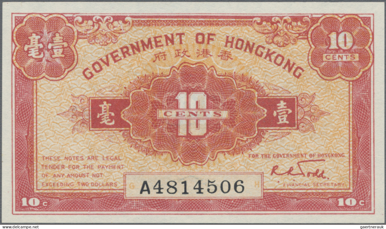 Hong Kong: Government of Hong Kong, very nice group of 9 small size notes, serie