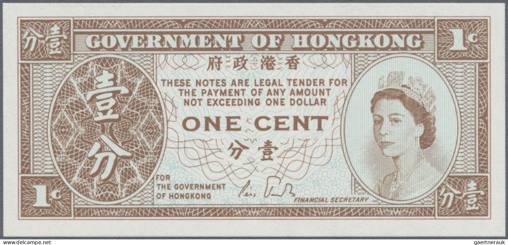 Hong Kong: Government of Hong Kong, very nice group of 9 small size notes, serie