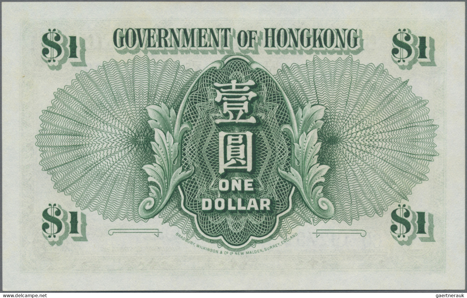 Hong Kong: Government Of Hong Kong, Pair With 1 Dollar 1952 (P.324b, UNC) And 1 - Hongkong