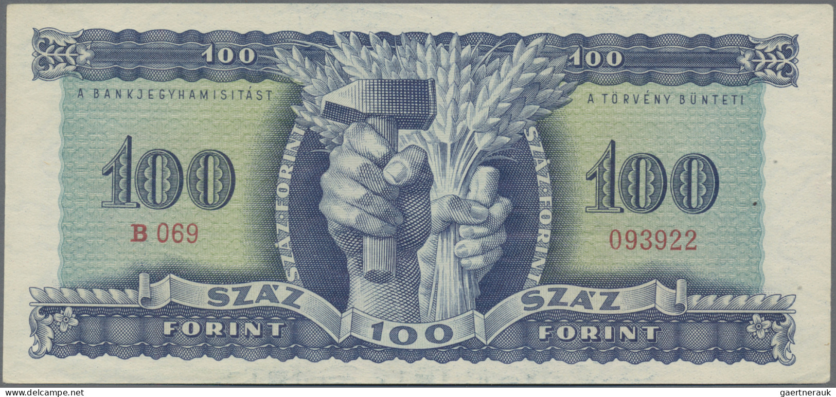 Hungary: Magyar Nemzeti Bank 100 Forint 1946, P.160a In With A Small Scratch Upp - Hongarije