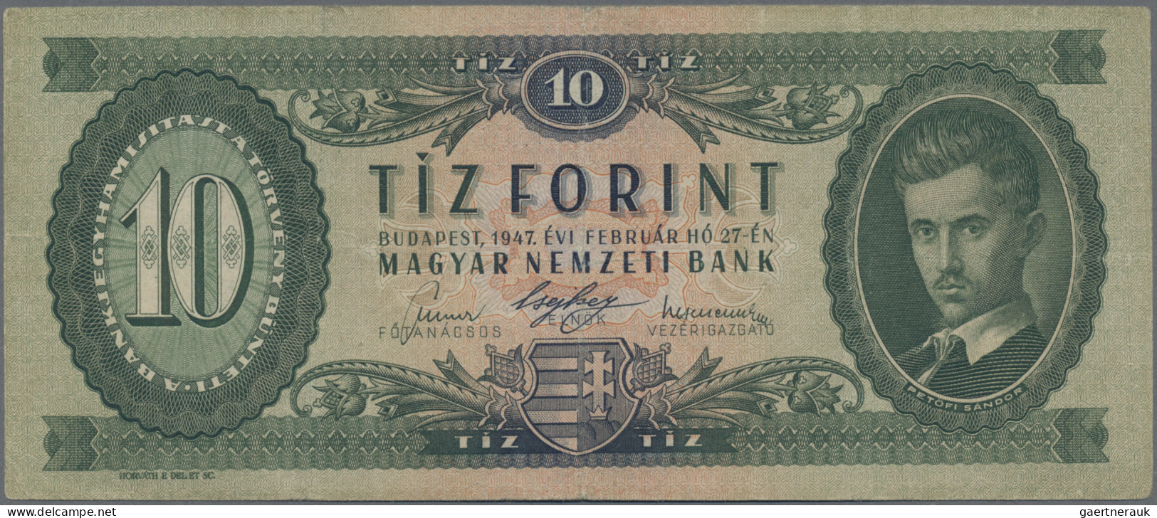 Hungary: Magyar Nemzeti Bank 10 Forint 1947, P.161, Still Nice Condition With A - Hungary