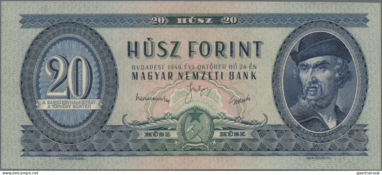 Hungary: Magyar Nemzeti Bank: Rare Set Of The 1949 Series With 10, 20 And 100 Fo - Hungría