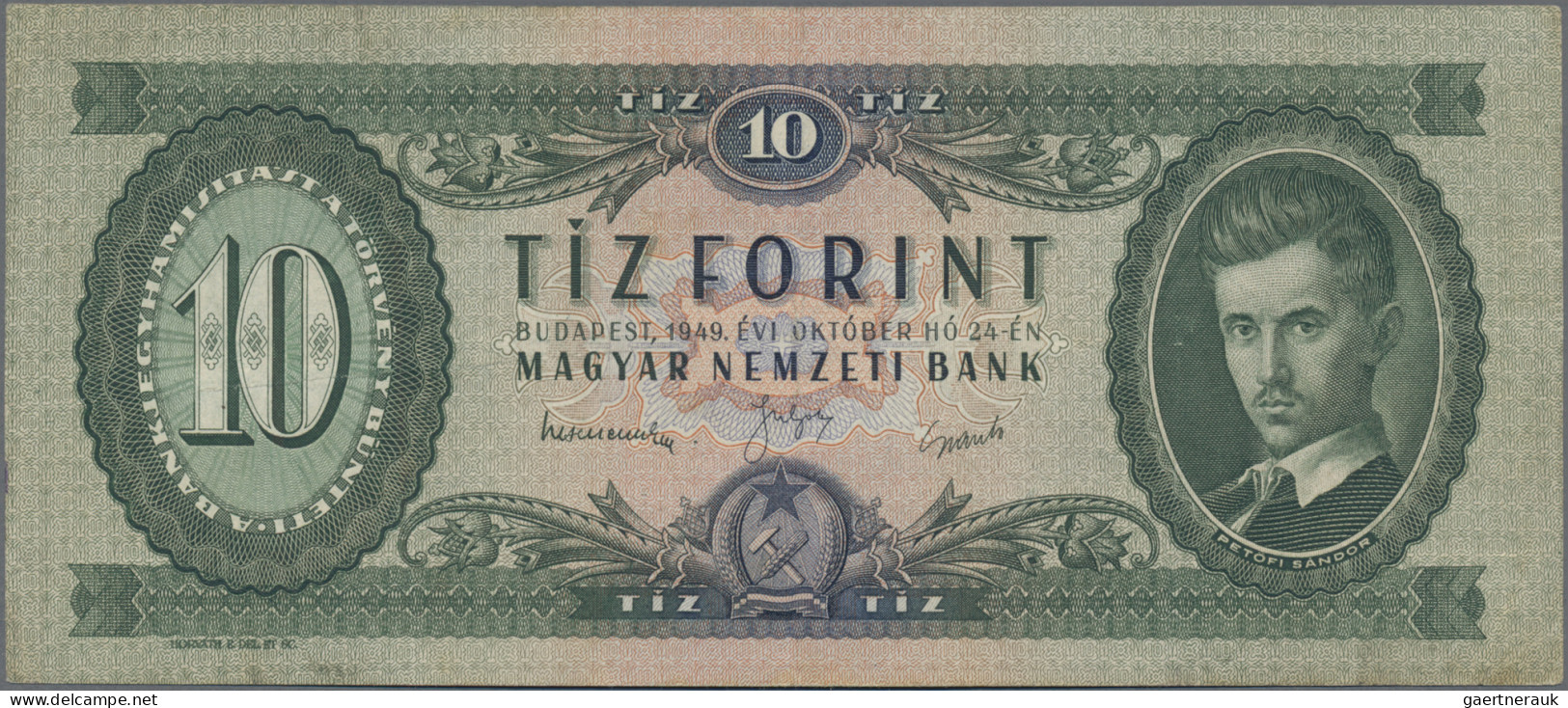 Hungary: Magyar Nemzeti Bank: Rare Set Of The 1949 Series With 10, 20 And 100 Fo - Ungheria