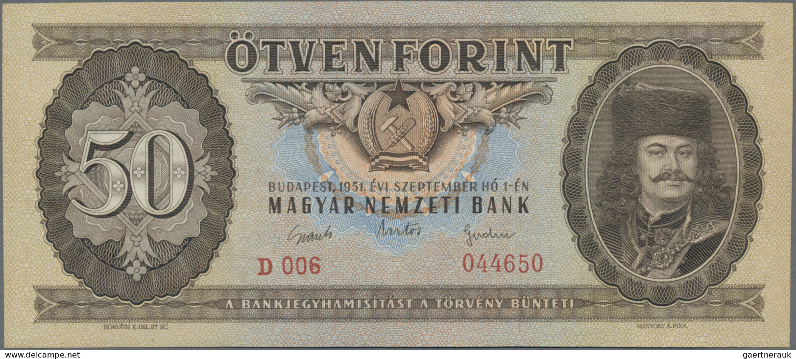 Hungary: Magyar Nemzeti Bank 50 Forint 1951 (P.167) In Condition: UNC - Hungría