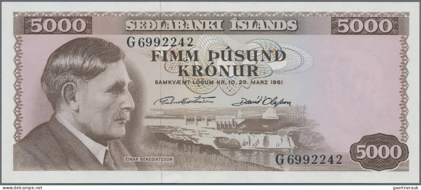 Iceland: Central Bank Of Iceland, Lot With 4 Banknotes, Comprising 1.000 And 5.0 - Iceland