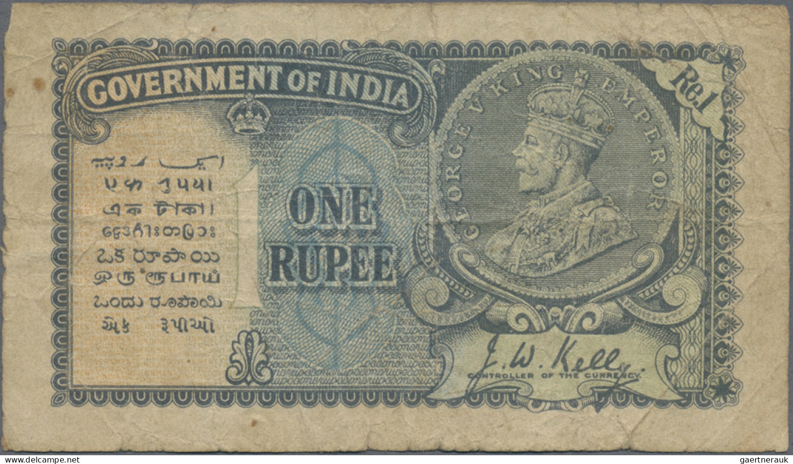 India: Government Of India, Pair With 1 Rupee 1935 Without Watermark (P.14b, F/F - Indien