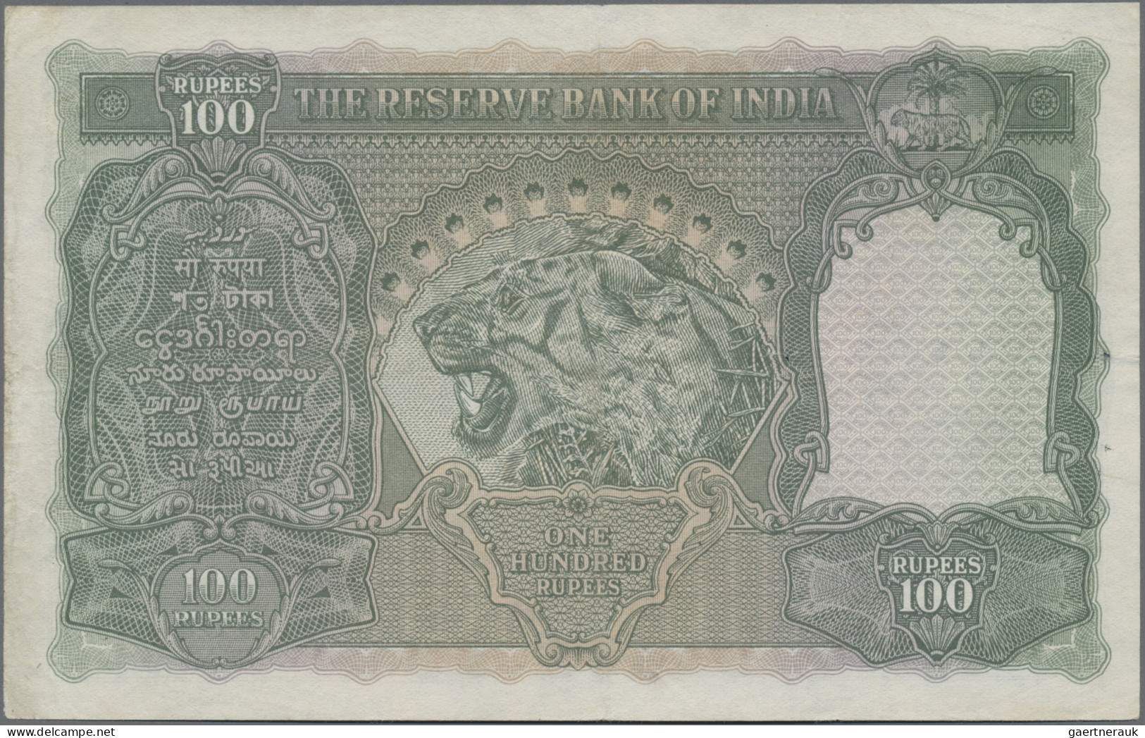 India: The Reserve Bank Of India 100 Rupees ND(1943), Place Of Issue: CALCUTTA A - Indien