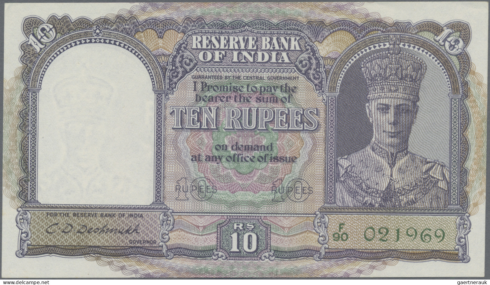 India: Reserve Bank Of India, 10 Rupees ND(1943), P.24 In UNC Condition With Sma - Indien