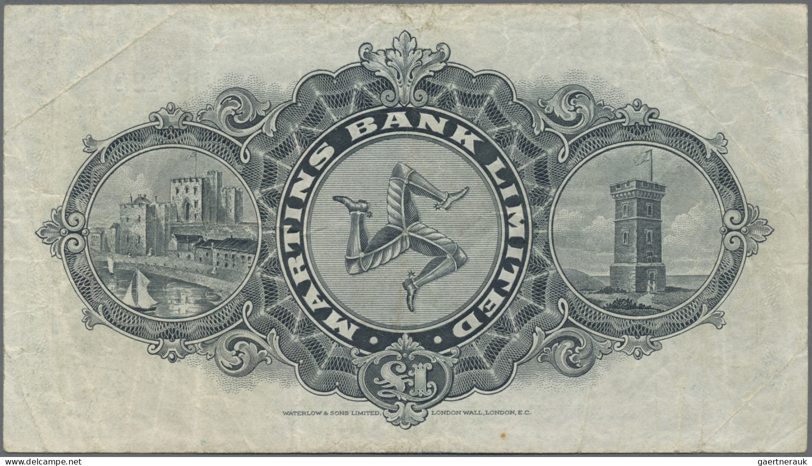 Isle Of Man: Martins Bank Limited, 1 Pound 1st May 1953, P.19b, Slightly Toned P - Autres & Non Classés