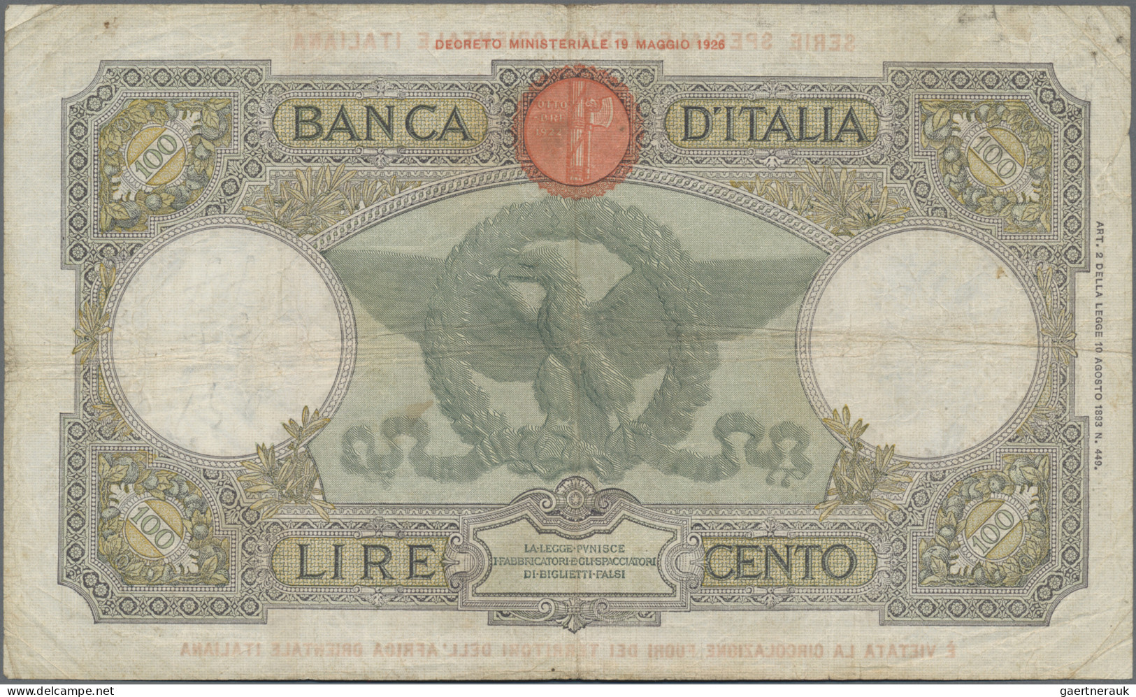 Italian East Africa: Banca D'Italia – With Overprint "SERIE SPECIALE AFRICA ORIE - Italiaans Oost-Afrika