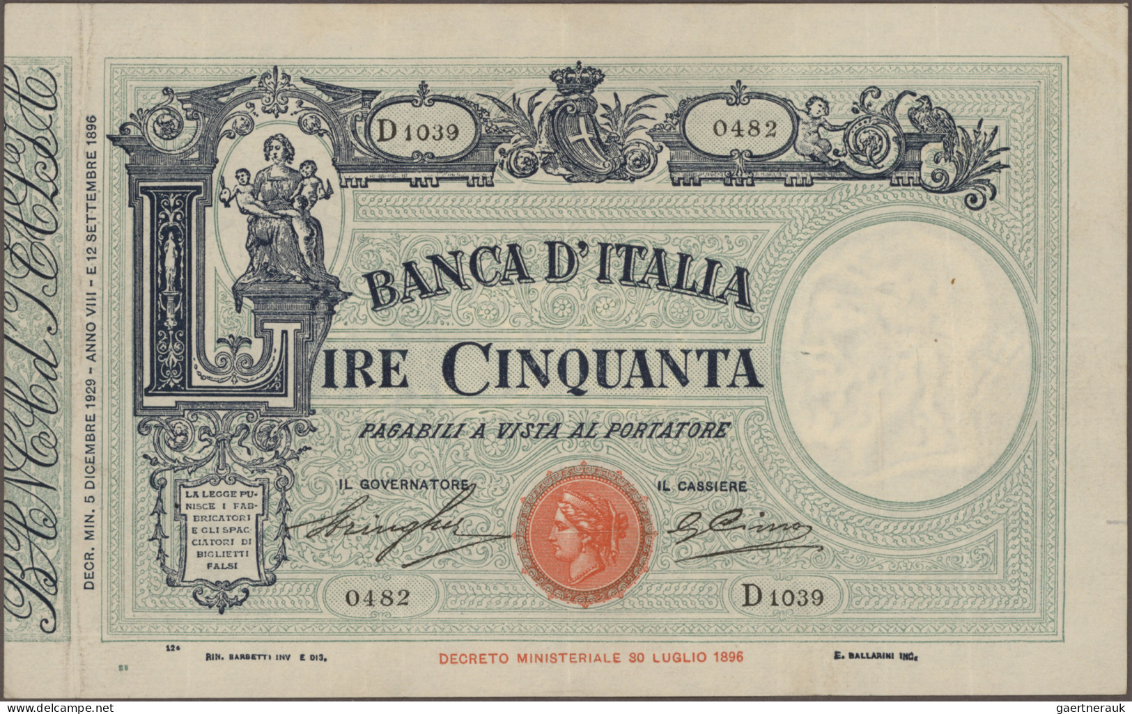 Italy: Banca d'Italia, Allied Military Currency and State & Treasury Notes, gian