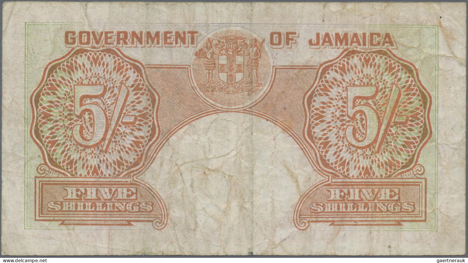 Jamaica: Government Of Jamaica, Pair With 5 Shillings 15th June 1950 (P.37a, F) - Jamaica