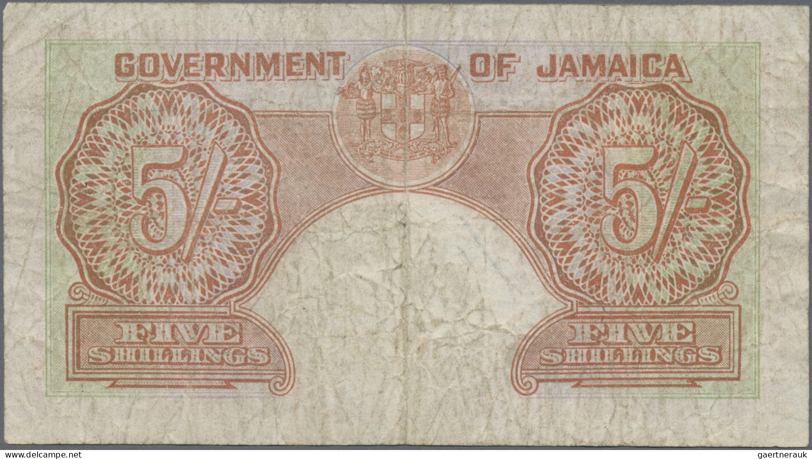 Jamaica: Government Of Jamaica, Pair With 5 Shillings 15th June 1950 (P.37a, F) - Jamaica