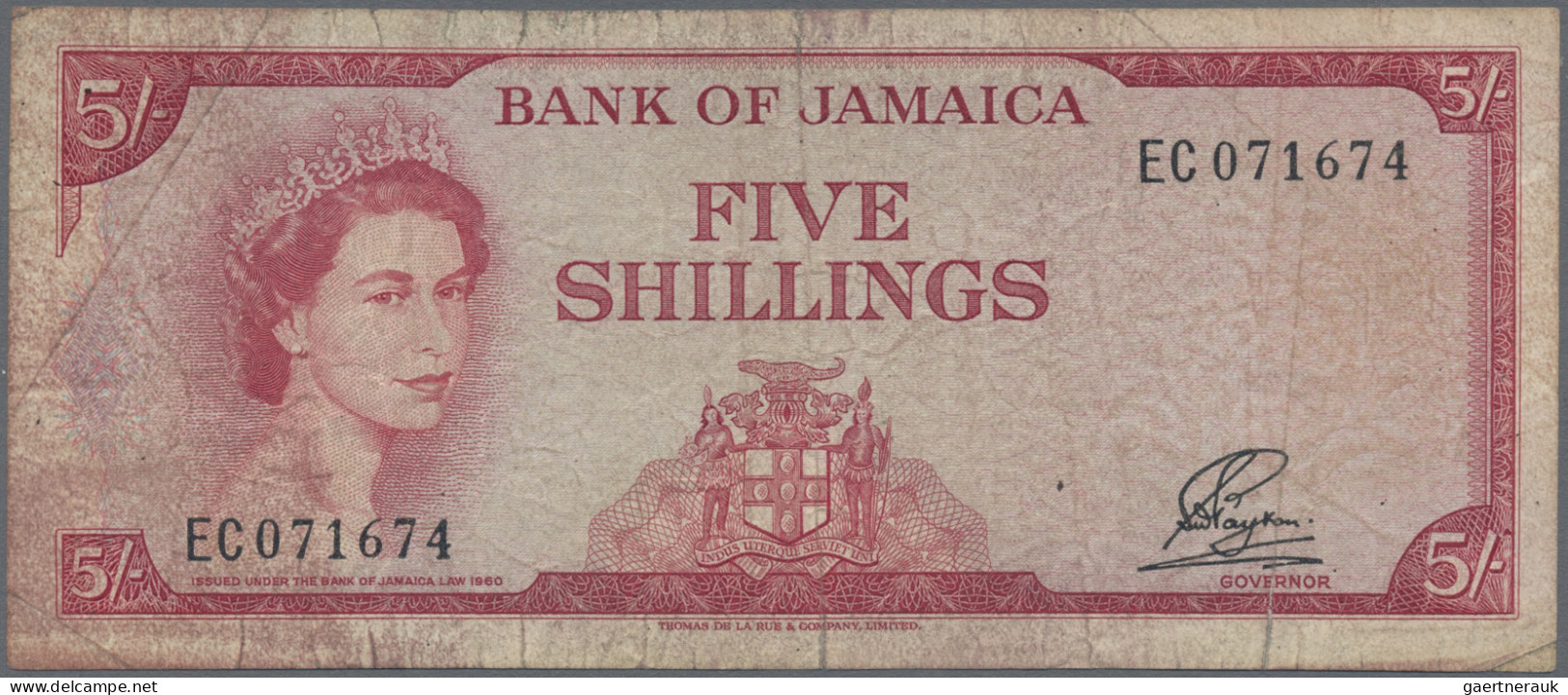 Jamaica: Bank Of Jamaica, Set With 3 Banknotes 5 Shillings, Series ND(1961), P.4 - Jamaica