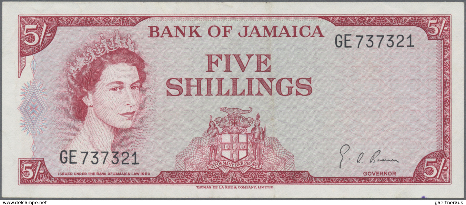 Jamaica: Bank Of Jamaica, Set With 3 Banknotes 5 Shillings, Series ND(1961), P.4 - Jamaica