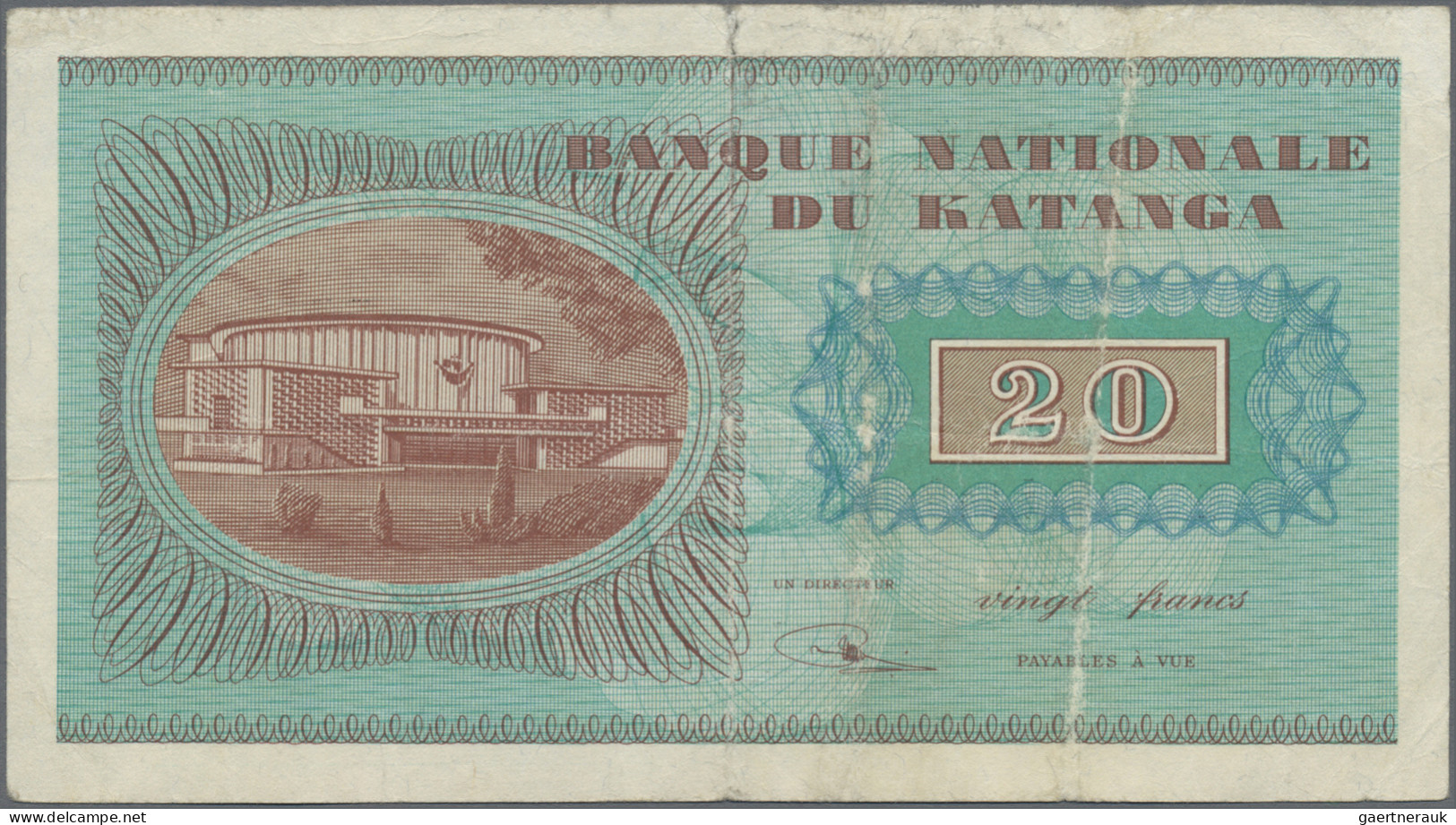 Katanga: Banque Nationale Du Katanga, Pair With 10 And 20 Francs 1960, P.5a (F/F - Sonstige – Afrika