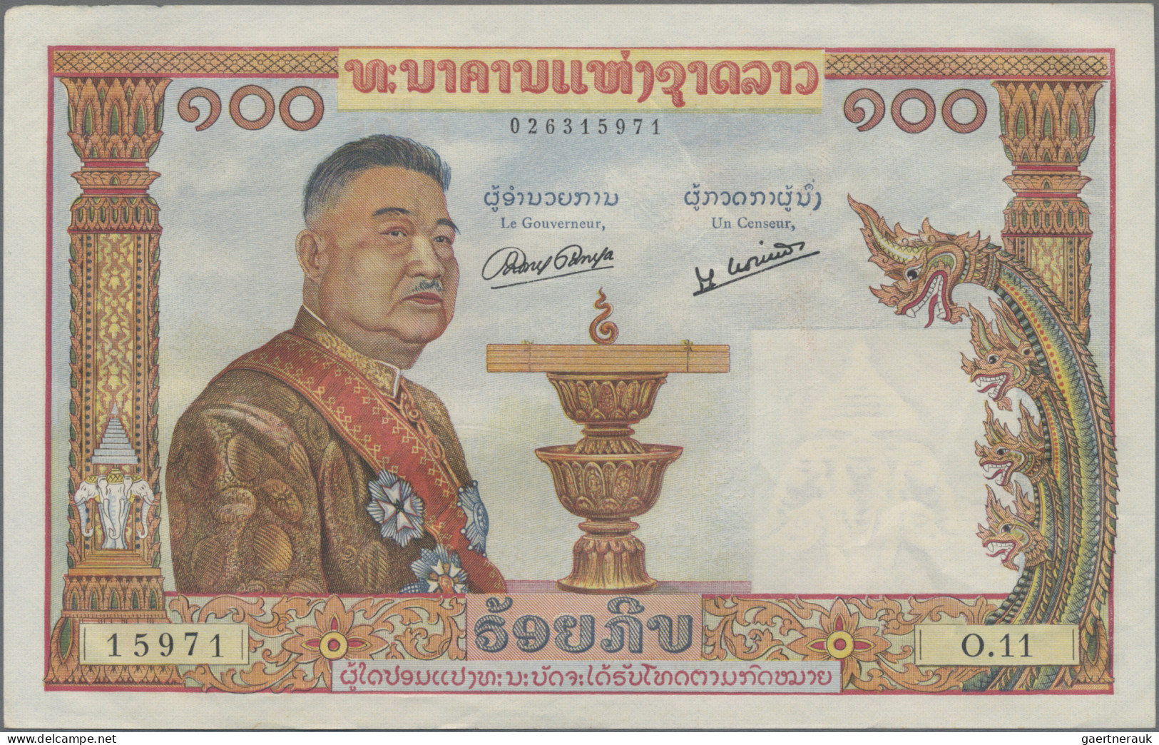 Laos: Banque Nationale Du Laos, Huge Lot With 15 Banknotes, Series 1957-1978, Co - Laos