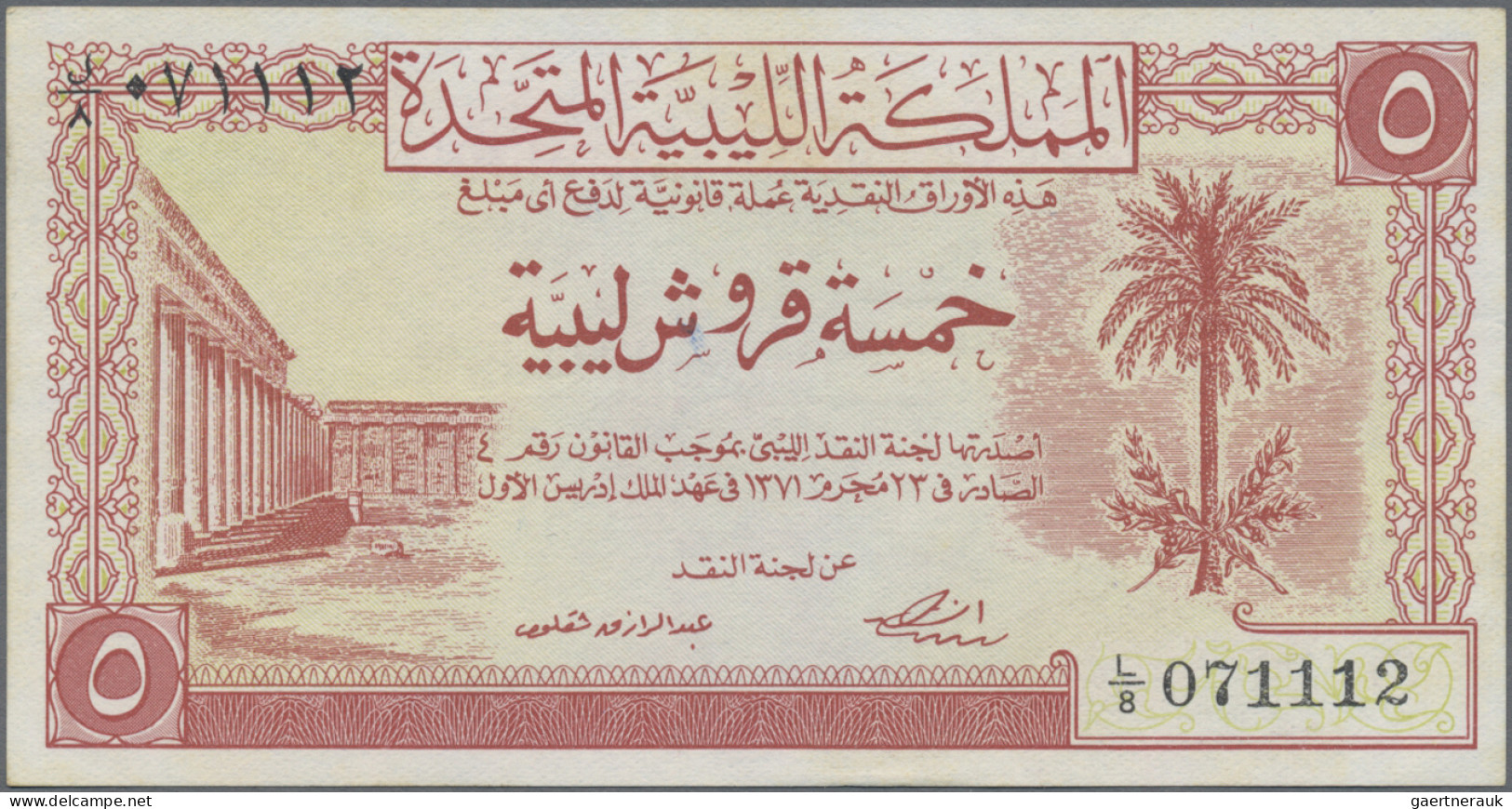 Libya: Kingdom And United Kingdom Of Libya, Nice Set With 3 Banknotes, 1950-1952 - Libië