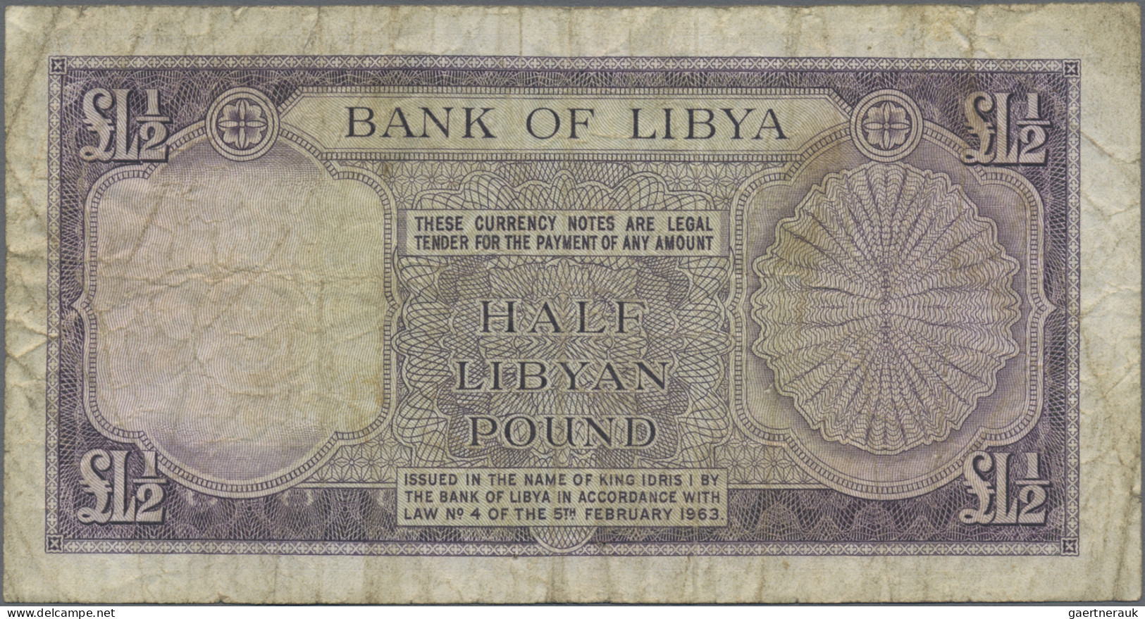 Libya: Bank of Libya, very nice set with 4 banknotes, 1959-1963 series, with ¼ a