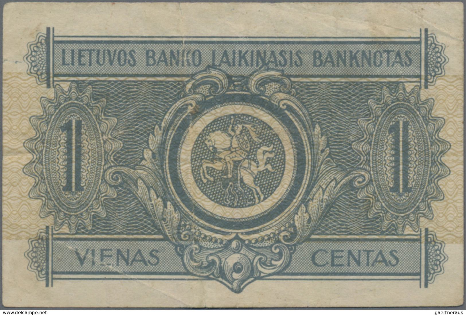 Lithuania: Very Nice Set With 5 Banknotes, Series 1922, Comprising 1 Centas (P.1 - Lituanie