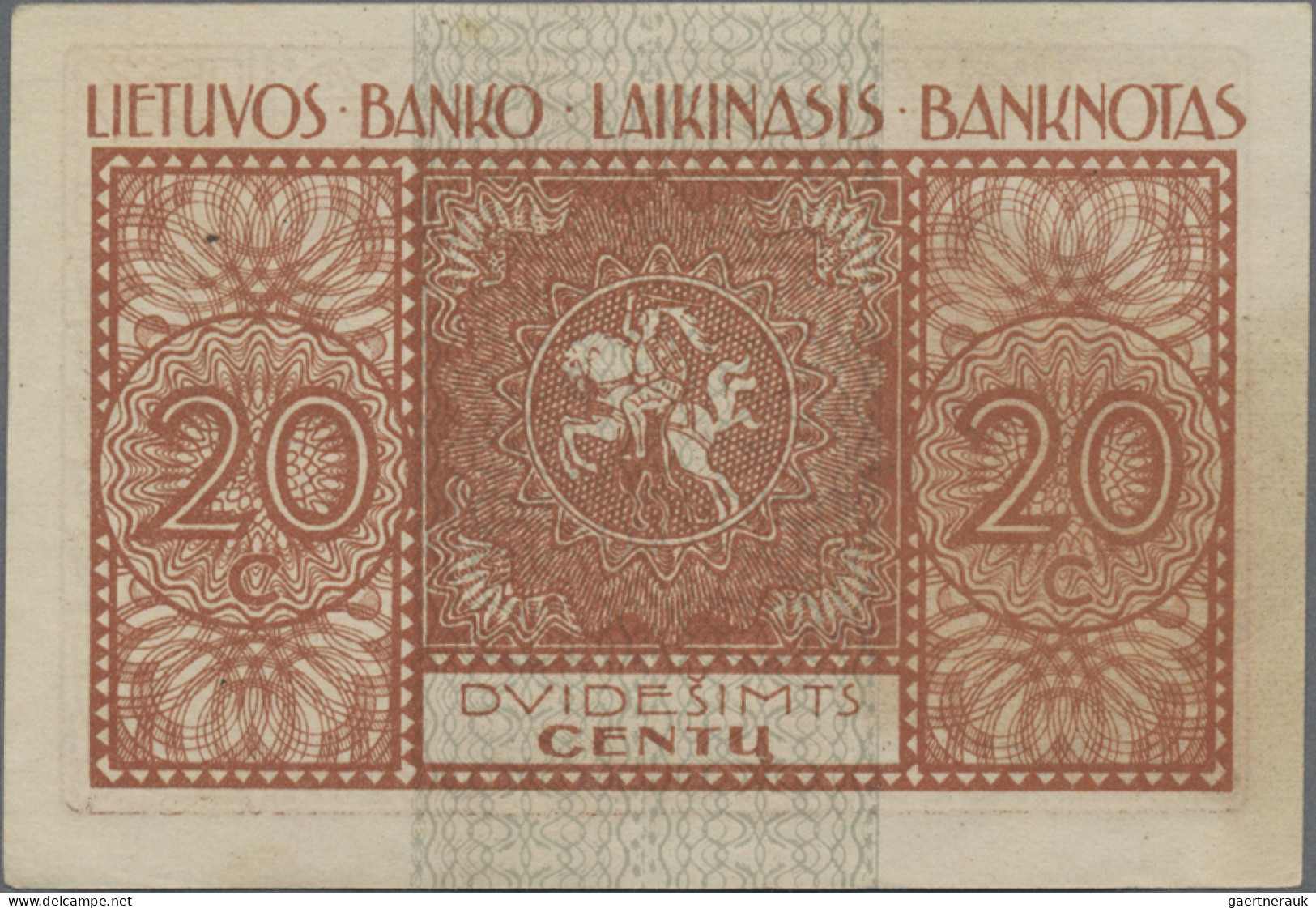 Lithuania: Very nice set with 5 banknotes, series 1922, comprising 1 Centas (P.1