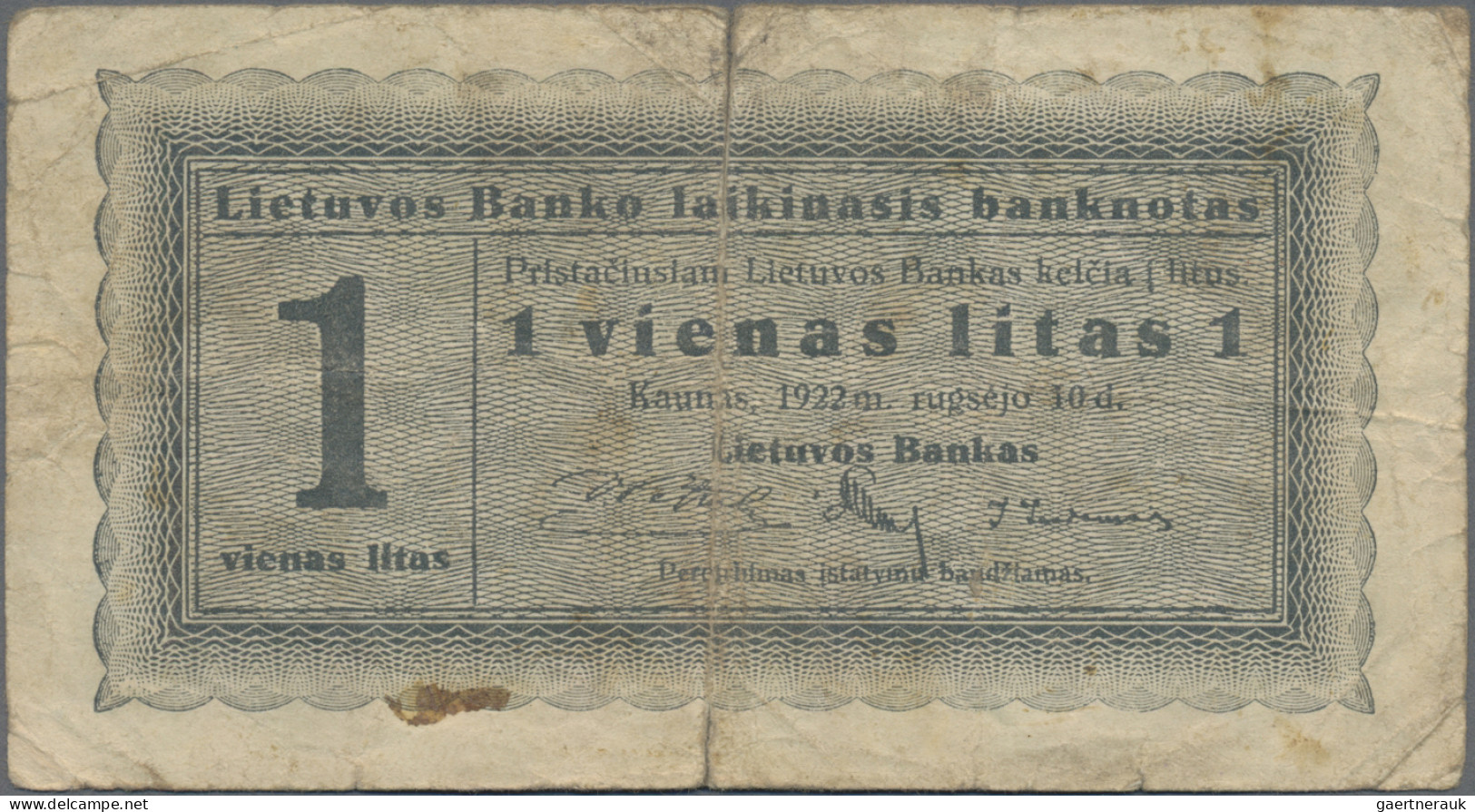 Lithuania: Very nice set with 5 banknotes, series 1922, comprising 1 Centas (P.1