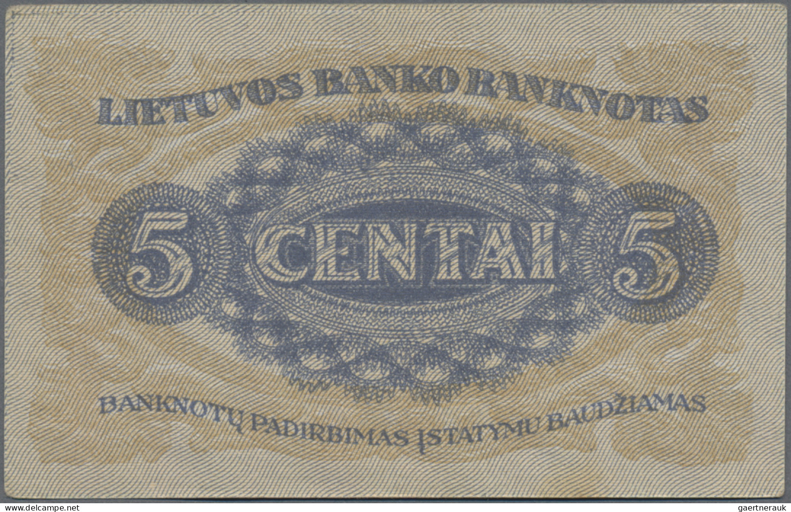 Lithuania: Lietuvos Bankas, Set With 4 Banknotes, Series 1922, With 1 Centas (P. - Lituania