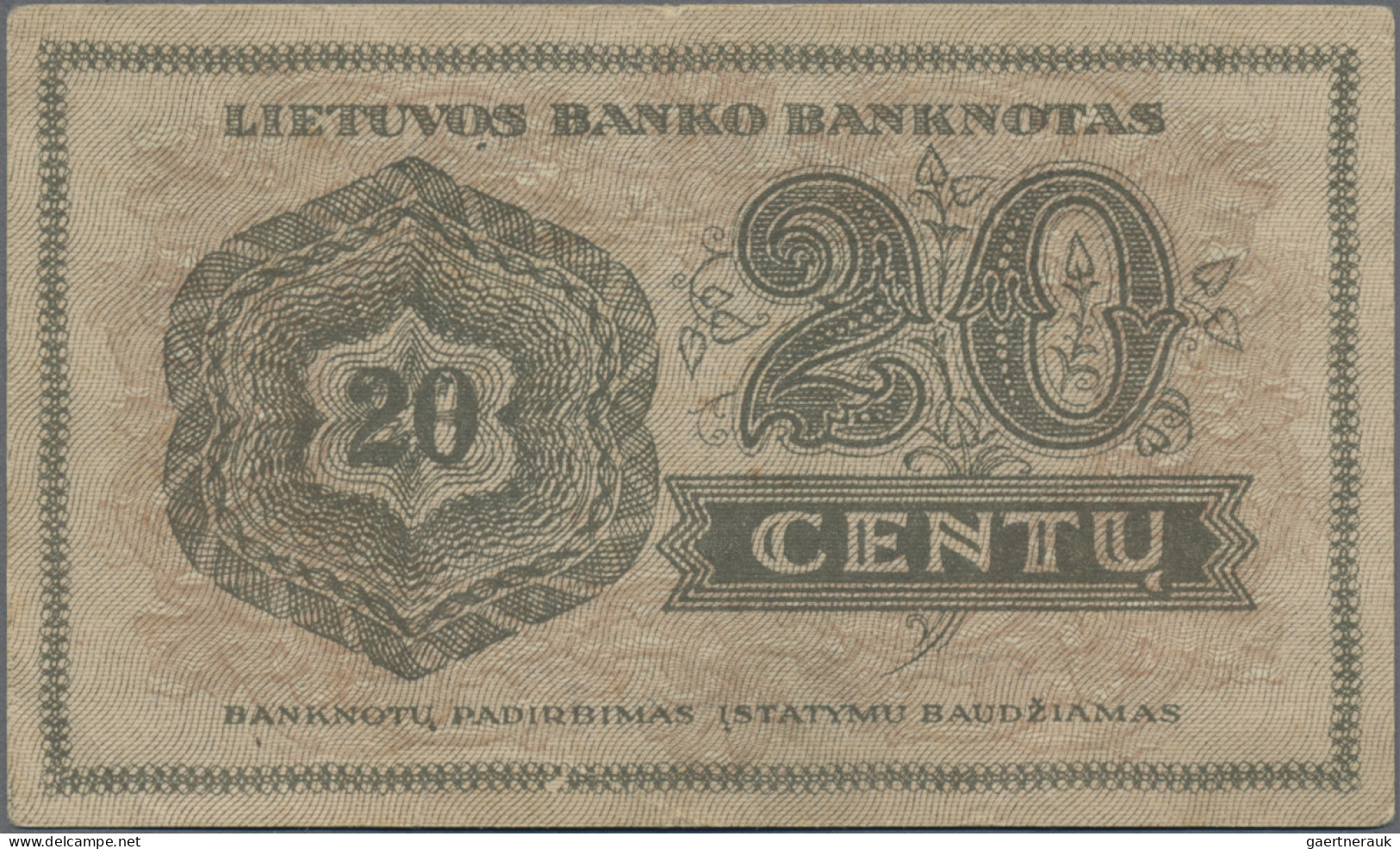 Lithuania: Lietuvos Bankas, set with 4 banknotes, series 1922, with 1 Centas (P.