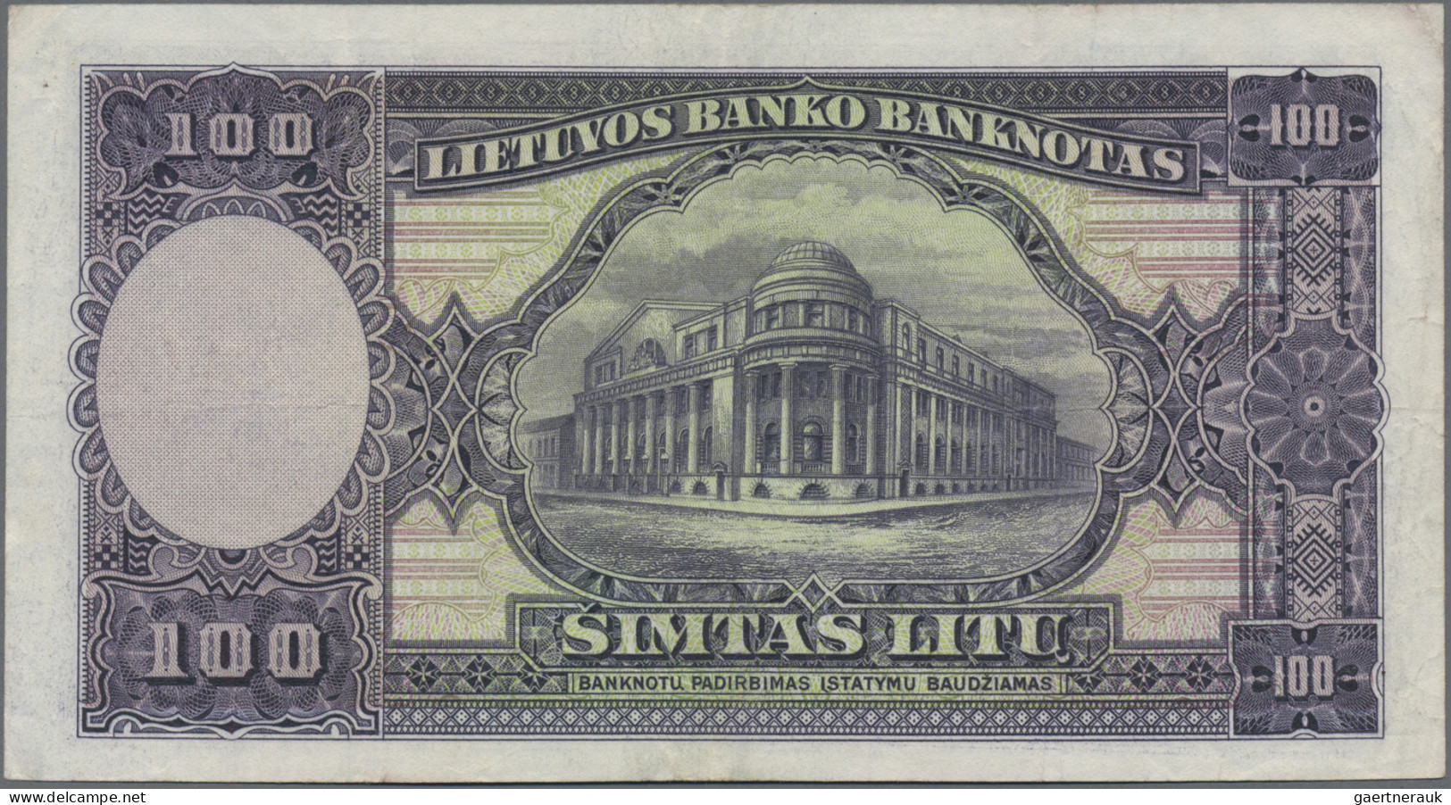 Lithuania: Lietuvos Bankas, Series 1927/28, Set With 10 Litu (P.23, VF/VF+, Rust - Lituanie