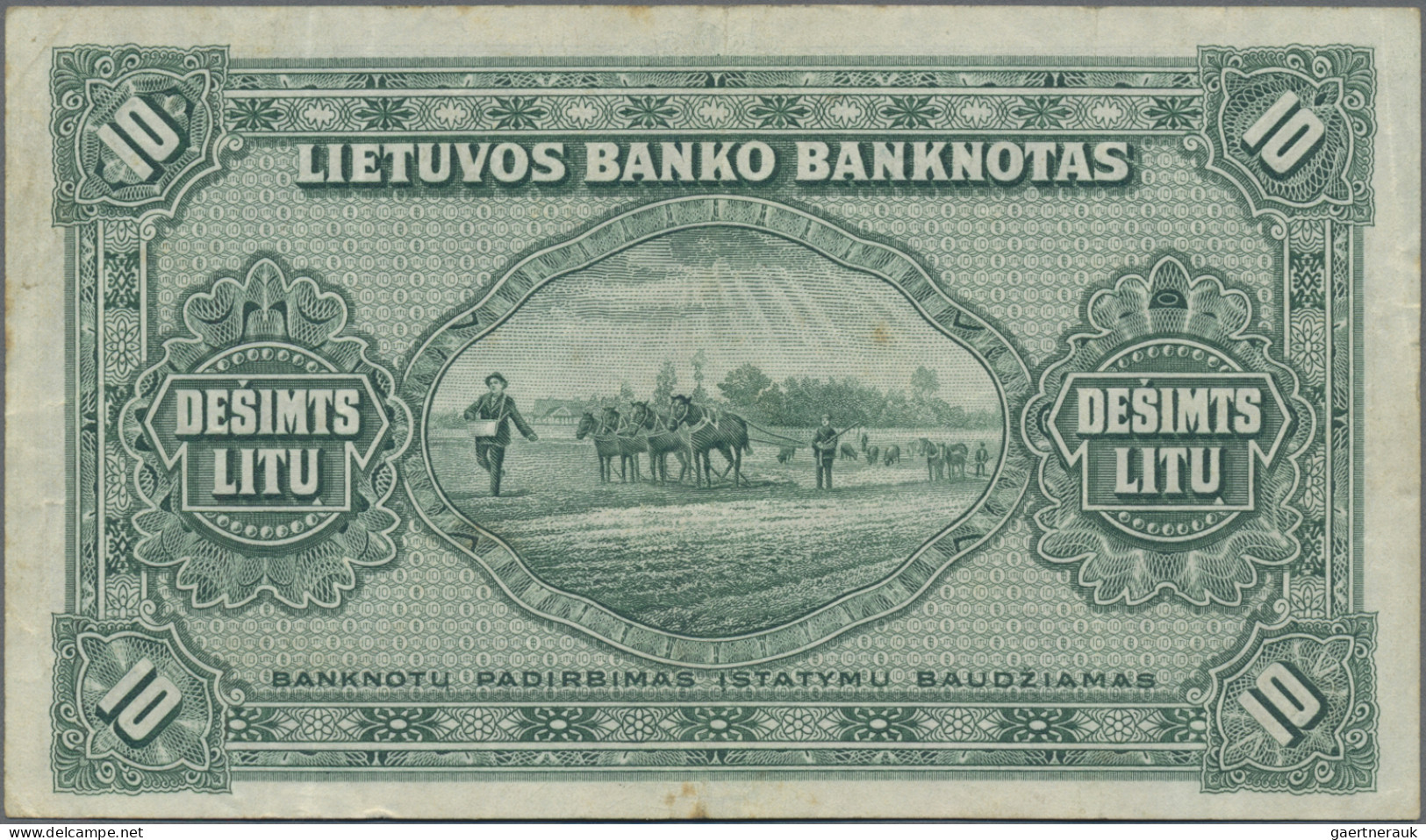 Lithuania: Lietuvos Bankas, Series 1927/28, Set With 10 Litu (P.23, VF/VF+, Rust - Litauen