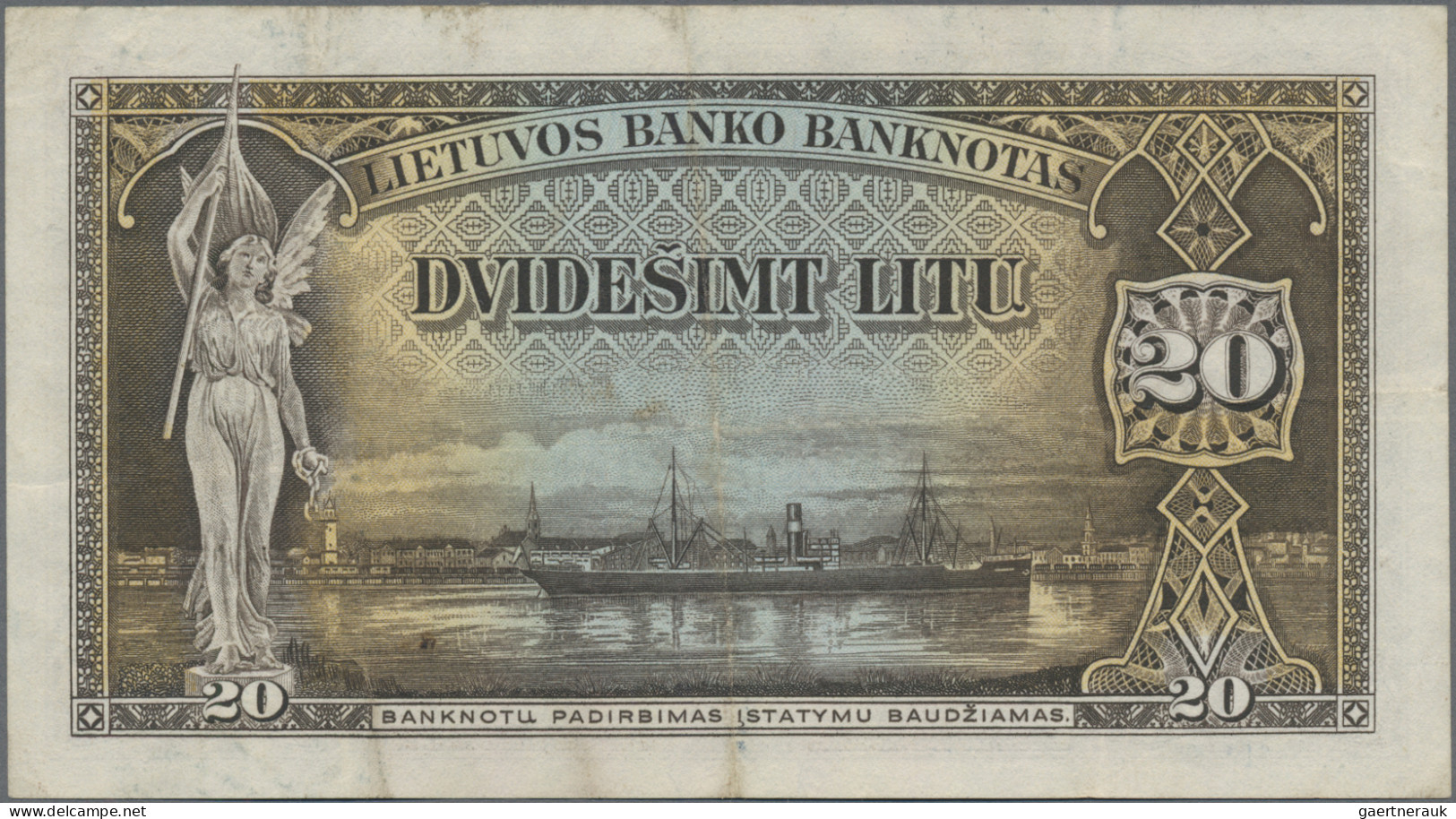 Lithuania: Lietuvos Bankas, Pair With 5 Litai 1928 (P.26, XF/XF+) And 20 Litu 19 - Litouwen