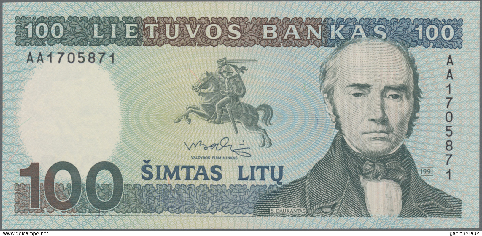 Lithuania: Lietuvos Bankas, Series 1991, Lot With 5 Banknotes, Comprising 2x 10 - Lituania