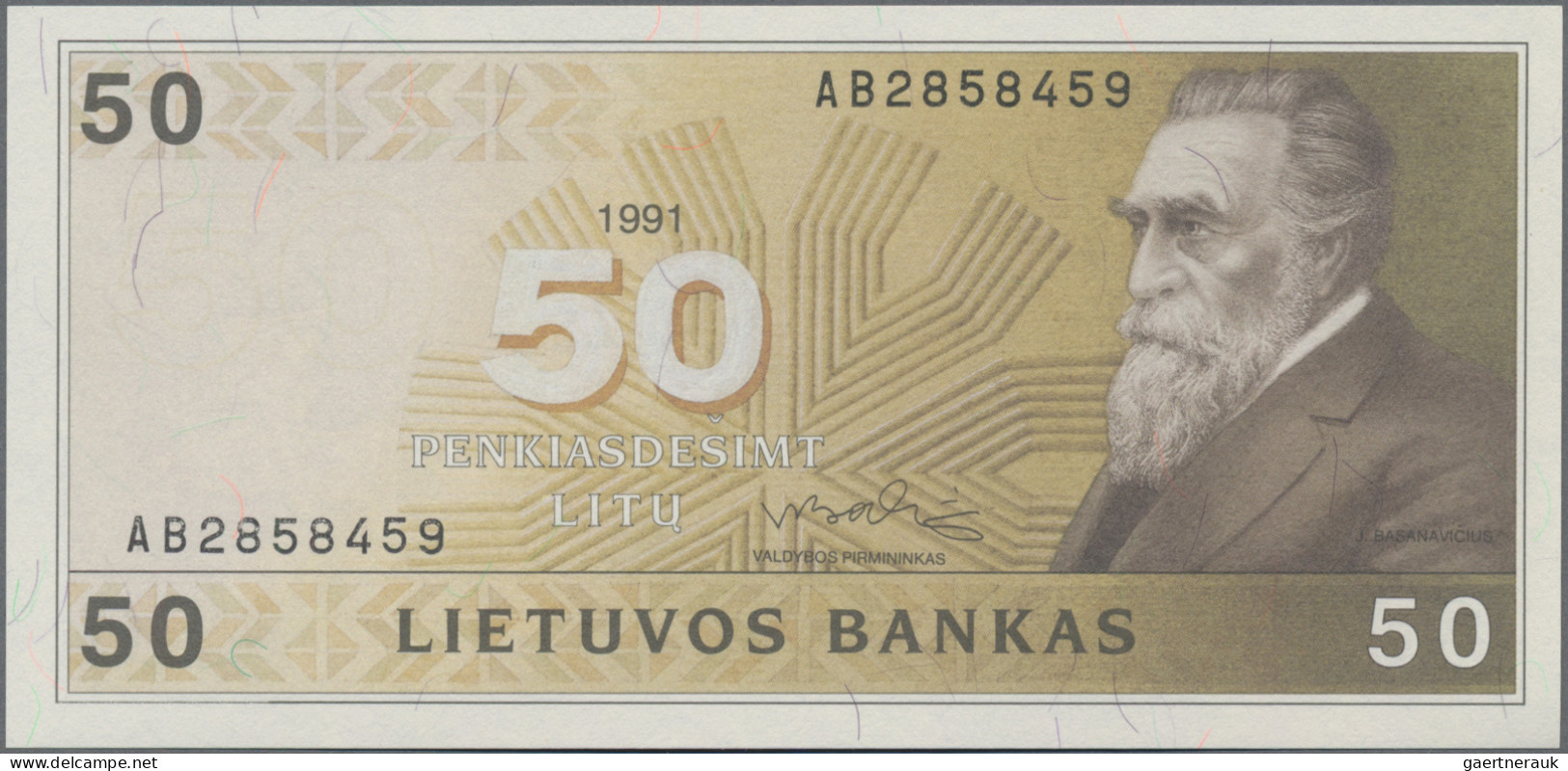 Lithuania: Lietuvos Bankas, Series 1991, Lot With 5 Banknotes, Comprising 2x 10 - Lithuania