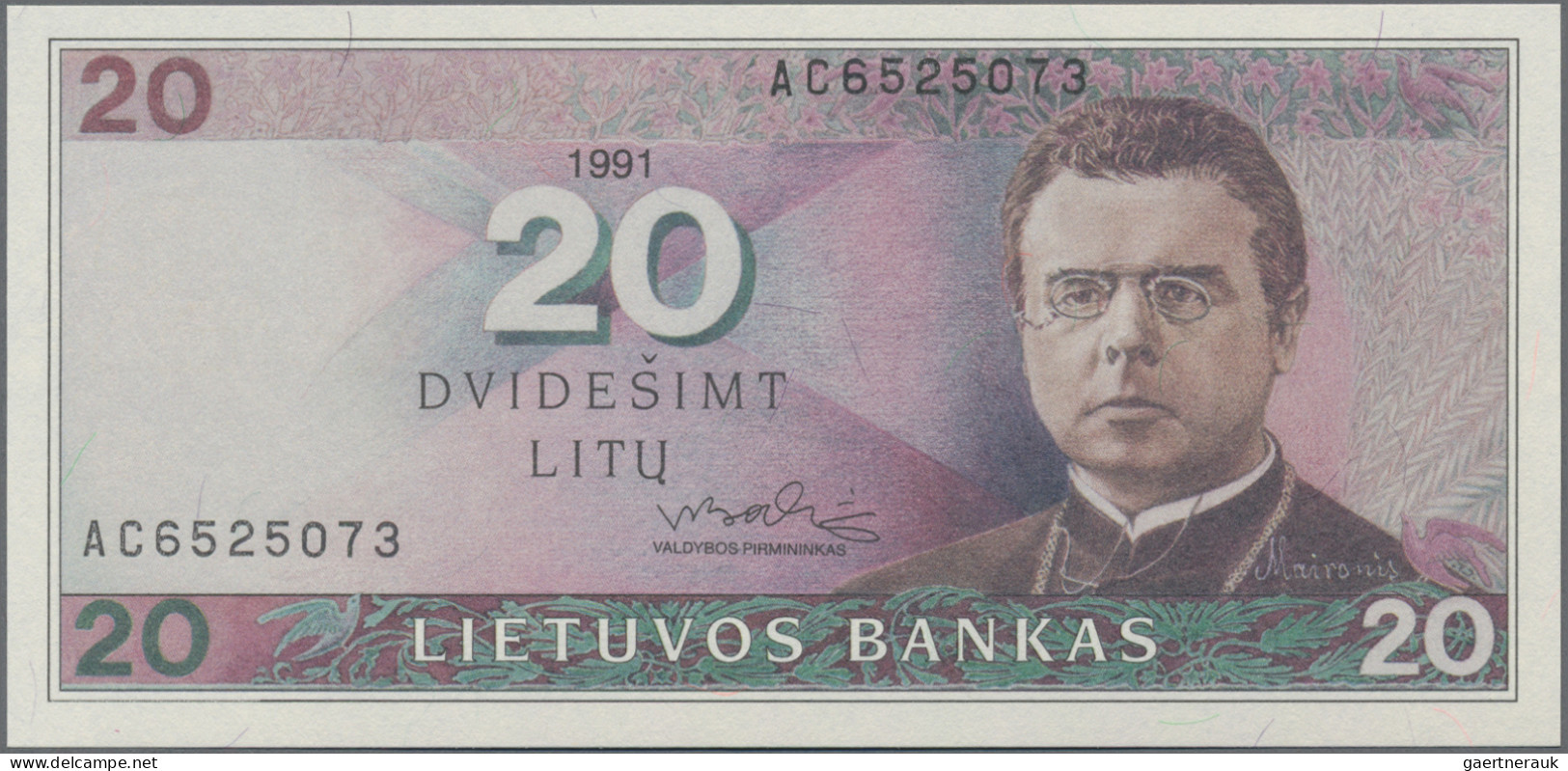 Lithuania: Lietuvos Bankas, Series 1991, Lot With 5 Banknotes, Comprising 2x 10 - Lituanie